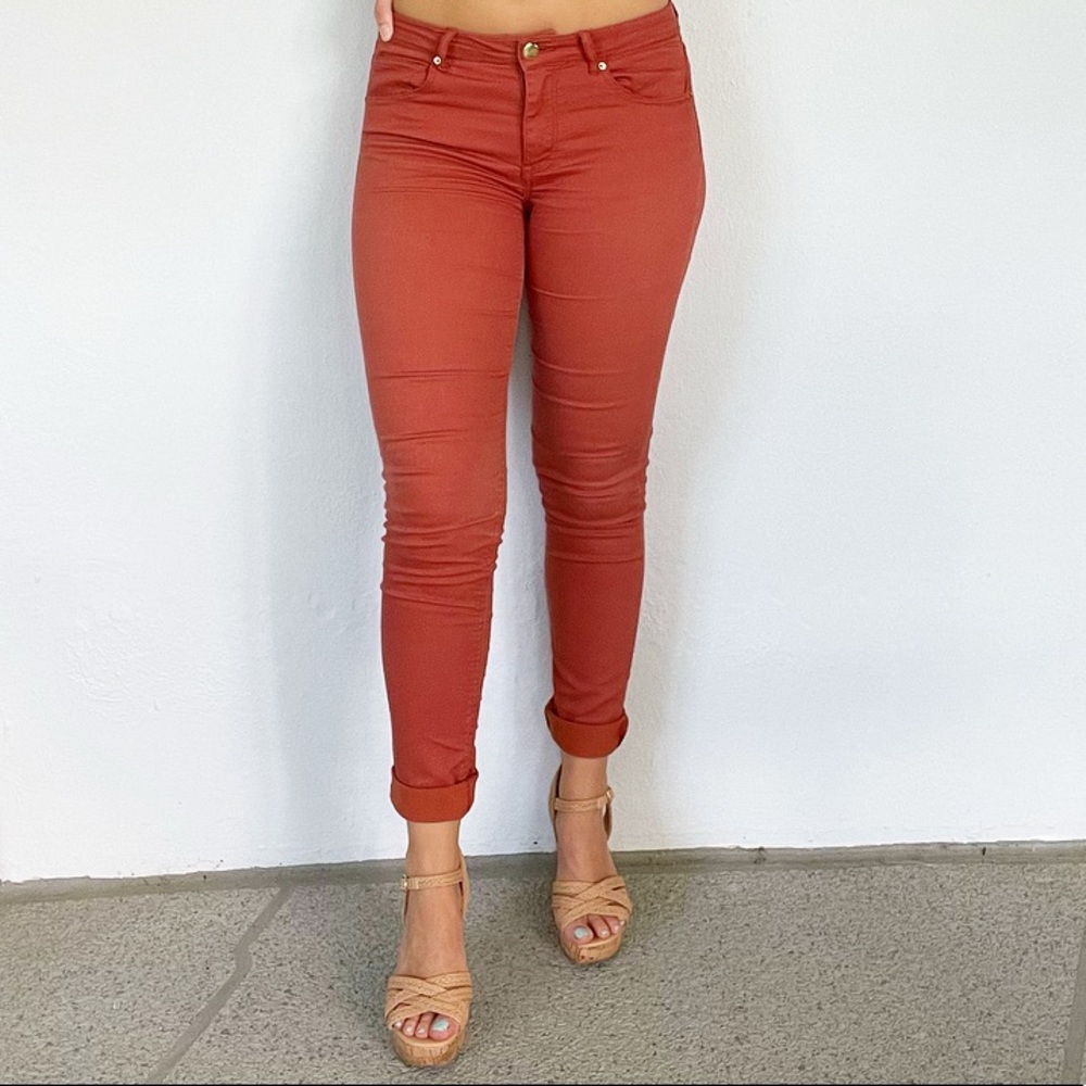 H&M burnt orange cotton skinny pants size 4 - Picture 2 of 7